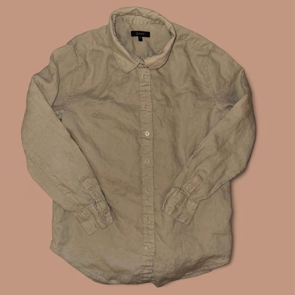 quince 100% european linen long sleeve shirt driftwood size small